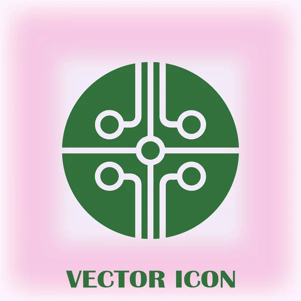 Circuit Board Technology Icon Vector Illustration Flat Design Style — Stock Vector