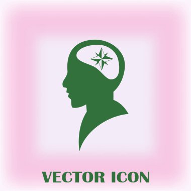 Siluet vektör çizim pusula gül işaretiyle insan kafasından