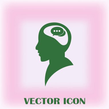 Bir kafa ile konuşma balonu silüeti. Bir kafa ile konuşma balonu vektör çizim silueti