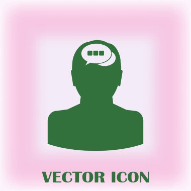 Bir kafa ile konuşma balonu silüeti. Bir kafa ile konuşma balonu vektör çizim silueti