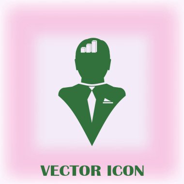 İş adamı ve büyüyen diyagramı siluetleri. insan baş ve grafik simgesi. İş kavramı