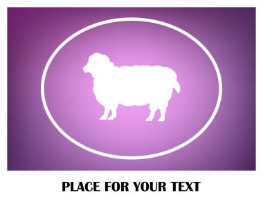 Renk koyun yün tüm büyüme ile. Cloven-hoofed çiftlik hayvan beyaz koyun, kavram gıda kroki çizimi