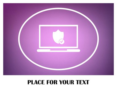 Not Defteri ile kalkan. Dizüstü bilgisayar koruma vektör simgesi.