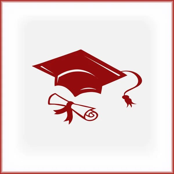 Tapa Graduación Rollo Diploma Enrollado Con Sello Terminar Concepto Educación — Vector de stock