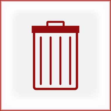 Çöp çöp kutusu simgesini izole. Vektör çizim. Düz style.waste kağıt basket. Atık kutusu. Çöp kutusu. Çöp sepeti. Çöp sepeti.