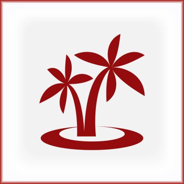 Palmiye ağaçları siluet adada. Vektör çizim