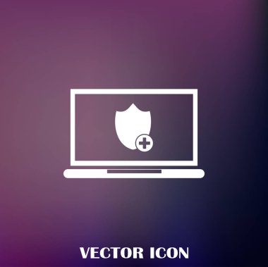 Not Defteri ile kalkan. Dizüstü bilgisayar koruma vektör simgesi.