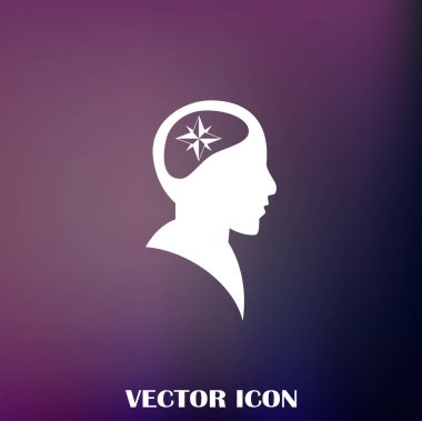 Siluet vektör çizim pusula gül işaretiyle insan kafasından