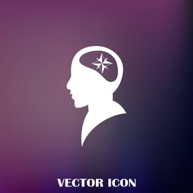 Siluet vektör çizim pusula gül işaretiyle insan kafasından