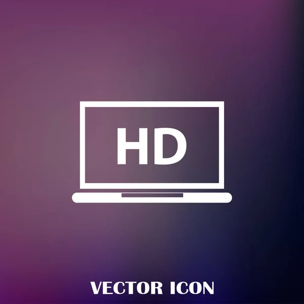 Flat Screen Video Label Vector Icon Laptop Display — Stock Vector