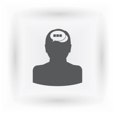 Bir kafa ile konuşma balonu silüeti. Bir kafa ile konuşma balonu vektör çizim silueti.