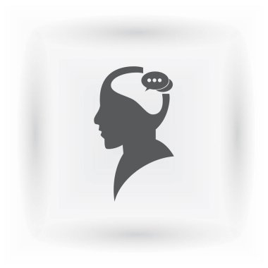 Bir kafa ile konuşma balonu silüeti. Bir kafa ile konuşma balonu vektör çizim silueti.