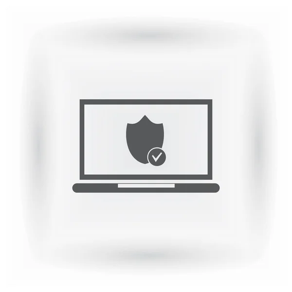 Laptop Met Schild Laptop Bescherming Vector Pictogram — Stockvector