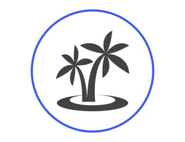 Palmiye ağaçları siluet adada. Vektör çizim