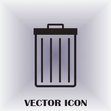 Çöp çöp kutusu simgesini izole. Vektör çizim. Düz style.waste kağıt basket. Atık kutusu. Çöp kutusu. Çöp sepeti. Çöp sepeti.