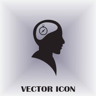 Siluet vektör çizim pusula gül işaretiyle insan kafasından