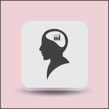 İş adamı ve büyüyen diyagramı siluetleri. insan baş ve grafik simgesi. İş kavramı