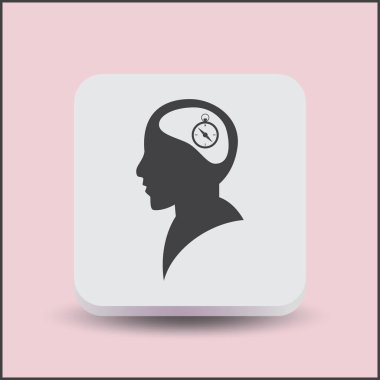 Siluet vektör çizim pusula gül işaretiyle insan kafasından