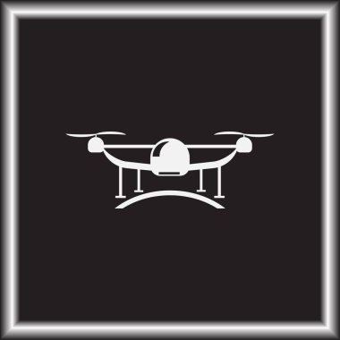 uçan quadcopter dron logosu, izole vektör çizim