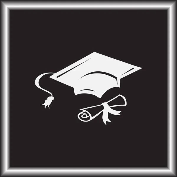 Tapa Graduación Rollo Diploma Enrollado Con Sello Terminar Concepto Educación — Vector de stock
