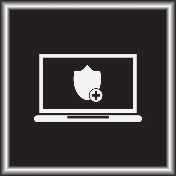Laptop Met Schild Laptop Bescherming Vector Pictogram — Stockvector