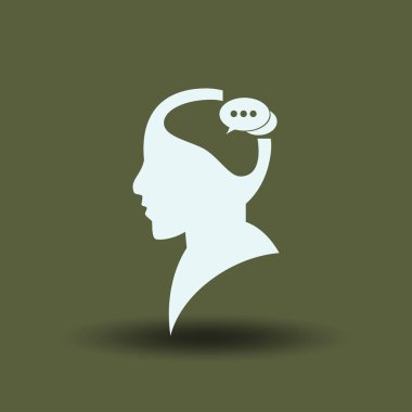 konuşma balonu, insan kafasıyla simgesi. Vektör Eps 10