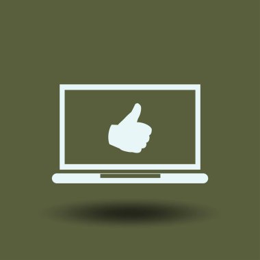 başparmaklar yukarı ya da benzeri semboller dizüstü bilgisayar ekran stok vektöründen gelir