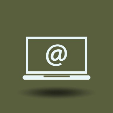 Laptop ekran üzerinde zarf e-posta ile. E-posta pazarlama, internet reklam kavramları. Düz vektör çizim.