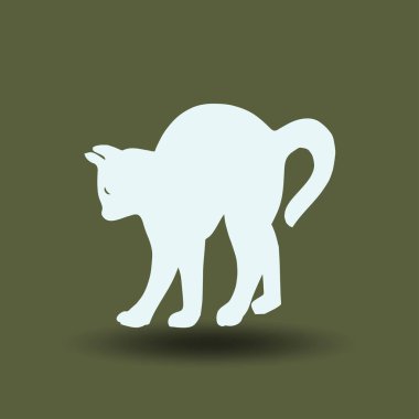 kedi silüeti. Vektör çizim.