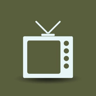 Trendy düz tarzı TV simgesi. Web sitesi tasarımı, logo, app, kullanıcı arabirimi için televizyon sembolü. Vektör çizim, Eps10.