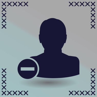 Kullanıcı profili işareti simgesini Sil glif ile web. Vektör çizim tasarım öğesi eps10