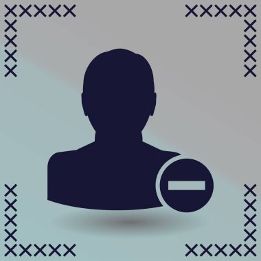 Kullanıcı profili işareti simgesini Sil glif ile web. Vektör çizim tasarım öğesi eps10