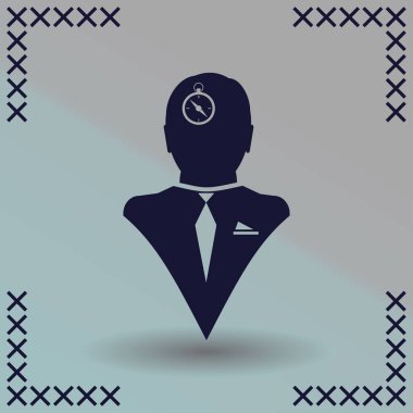 Vektör simge baş düşünme silüeti vektör adam ve pusula ve iletki hakkındaki düşüncelerini