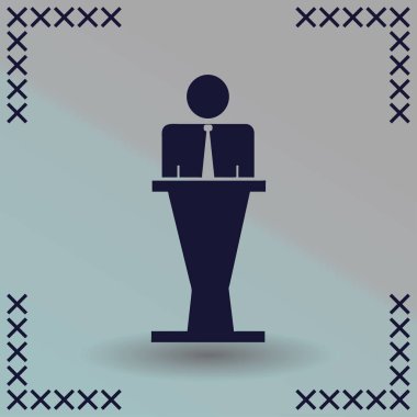 Hoparlör vektör simgesi. Tribün örnek konuşan hatip.