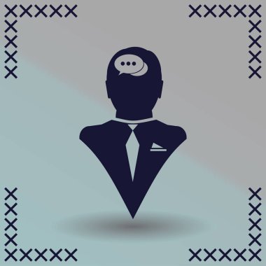 konuşma balonu, insan kafasıyla simgesi. Vektör Eps 10