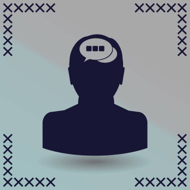 konuşma balonu, insan kafasıyla simgesi. Vektör Eps 10