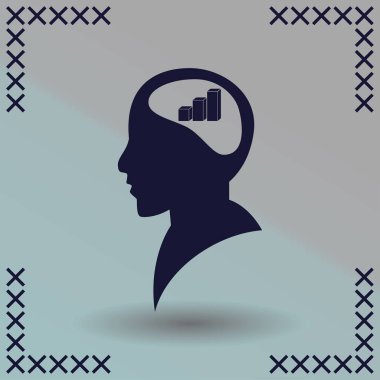 Bir grafik ile bir adam baş siluet çizimi