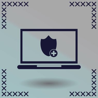 vektör dizüstü kalkan simgesi