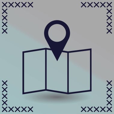 İşaretçi simgesi trendy düz tarzı. Web sitesi tasarımı, logo, app, kullanıcı arabirimi için PIN sembolü. Vektör çizim, Eps10.