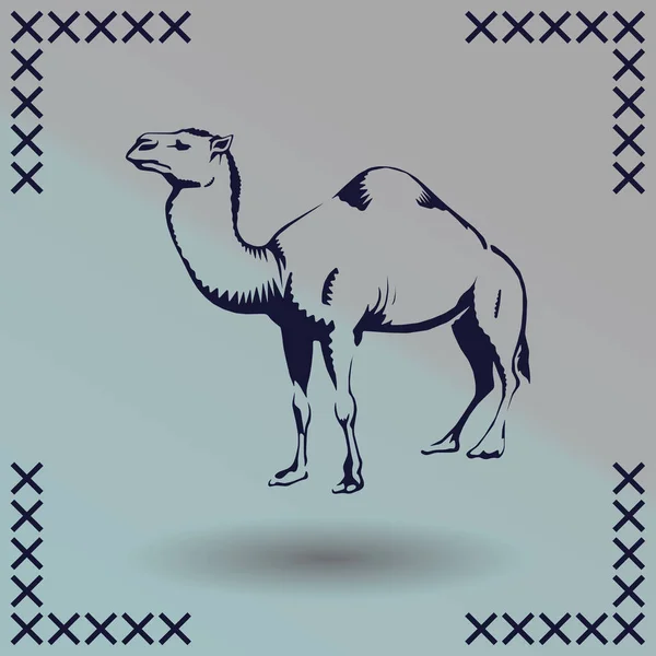 Kamel Ikonen Silhuett Vektorillustration — Stock vektor