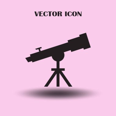 Teleskop simge vektör, katı illüstrasyon