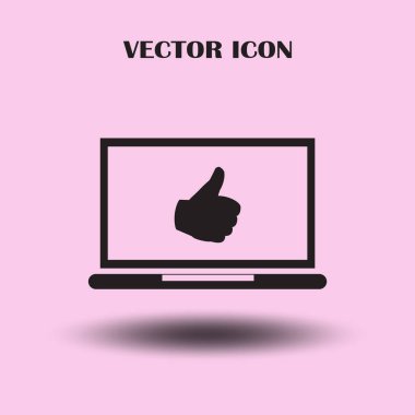 başparmaklar yukarı ya da benzeri semboller dizüstü bilgisayar ekran stok vektöründen gelir