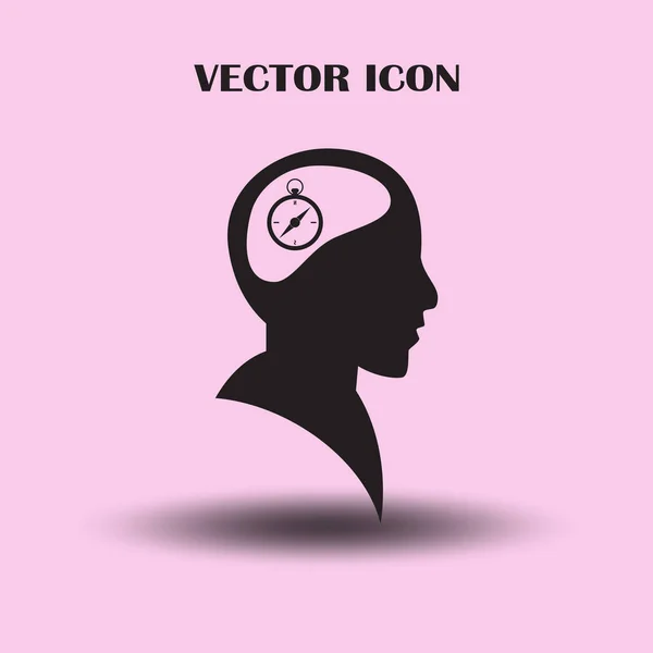 Vector Icon Head Think Silhoutte Vector Man His Mind Compass — Stock Vector