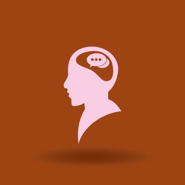 konuşma balonu, insan kafasıyla simgesi. Vektör Eps 10