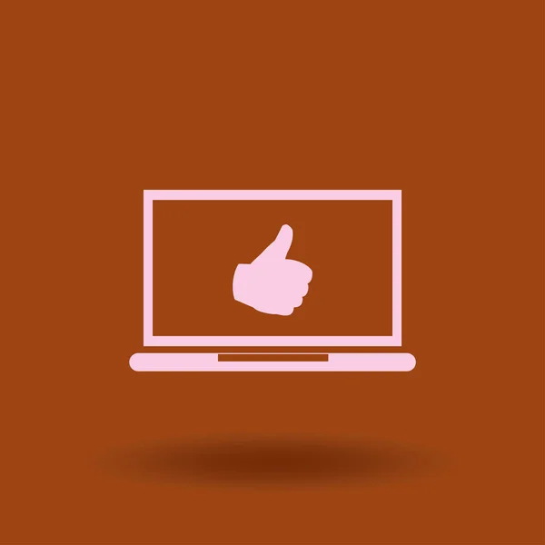 Thumbs Symbol Comes Laptop Screen Stock Vector — Stock Vector