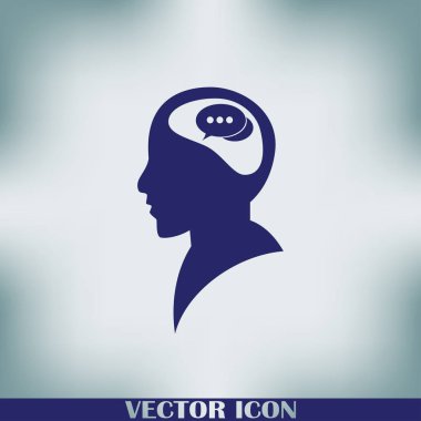 konuşma balonu, insan kafasıyla simgesi. Vektör Eps 10