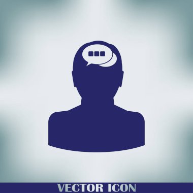 konuşma balonu, insan kafasıyla simgesi. Vektör Eps 10