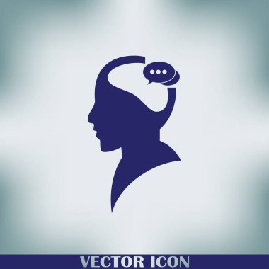 konuşma balonu, insan kafasıyla simgesi. Vektör Eps 10