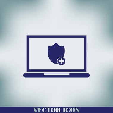 vektör dizüstü kalkan simgesi