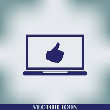 başparmaklar yukarı ya da benzeri semboller dizüstü bilgisayar ekran stok vektöründen gelir